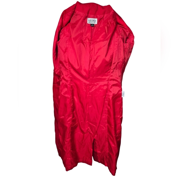 Kasper For A.S.L Petite Red Vintage Military Padded Gold Button Down Dress 4P - Picture 9 of 12